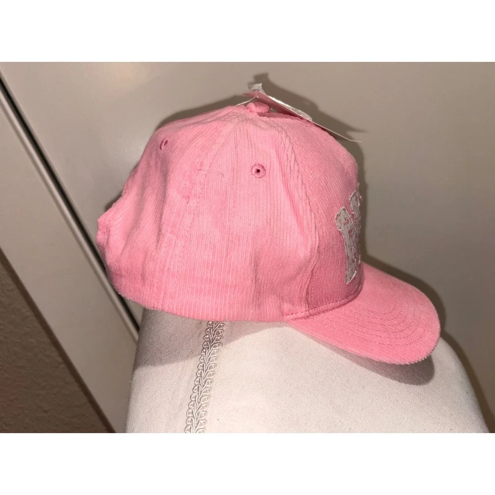 Kids Pink Corduroy NYC Floral Applique Baseball Cap Snapback Hat